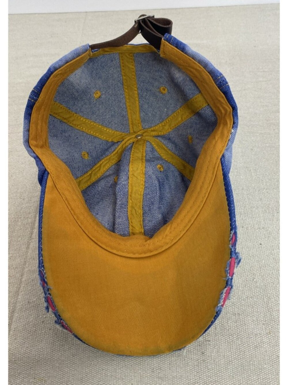 Popfizzy Women’s USA Blue Denim Cap Hat Lots Of Rhinestones Adjustable - Picture 6 of 6